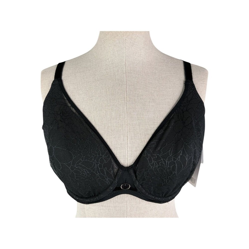 NWT Chantelle Belle Lightweight Plunge Bra sz 34DD * Black Lace Spacer Cups